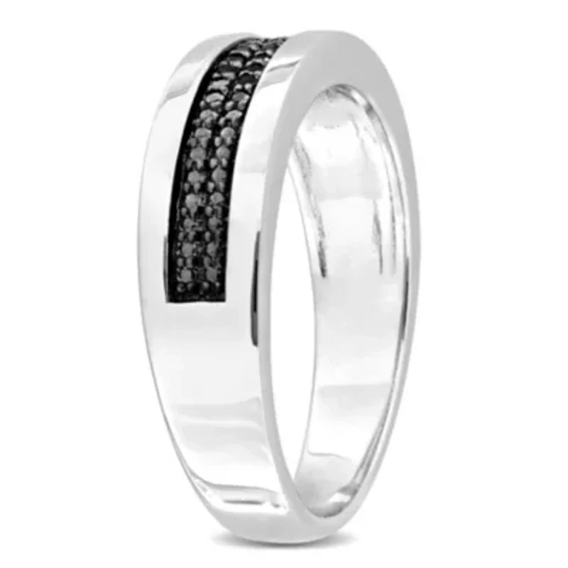 Men's 1/10 ct. t.w. Black Diamond Anniversary Band Sterling Silver
