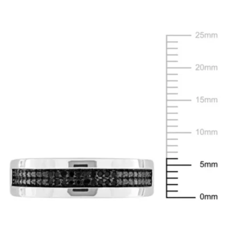 Men's 1/10 ct. t.w. Black Diamond Anniversary Band Sterling Silver