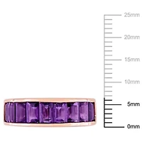 African-Amethyst Semi-Eternity Anniversary Band Rose Plated Sterling Silver
