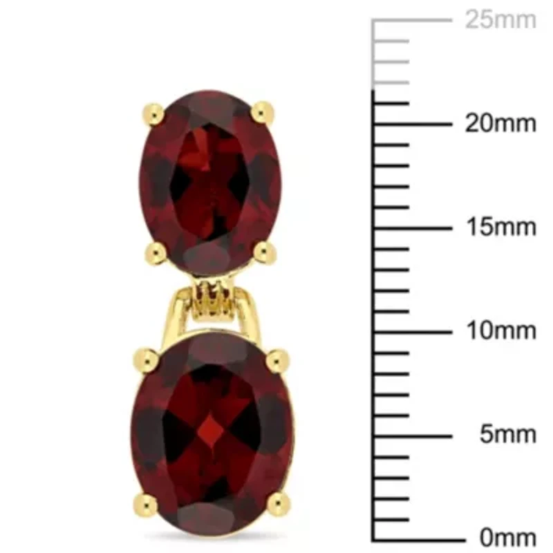 Garnet Dangle Earrings in Yellow Plated Sterling Silver