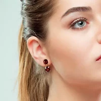 Garnet Dangle Earrings in Yellow Plated Sterling Silver