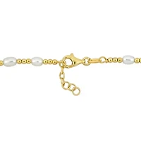 3.5-5mm Freshwater Cultured Pearl and Bead Station Bracelet in Yellow Plated Sterling Silver