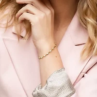 3.5-5mm Freshwater Cultured Pearl and Bead Station Bracelet in Yellow Plated Sterling Silver