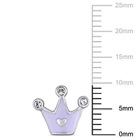 Children's Enamel Princess Crown Stud Earrings in Sterling Silver