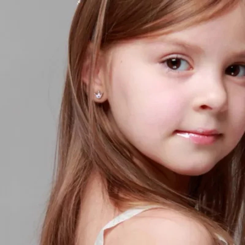 Children's Enamel Princess Crown Stud Earrings in Sterling Silver