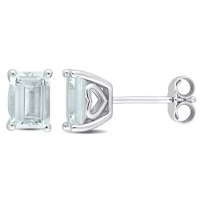 Aquamarine Stud Earrings in Sterling Silver