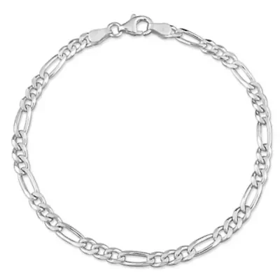 3.8mm Figaro Chain Anklet in Sterling Silver