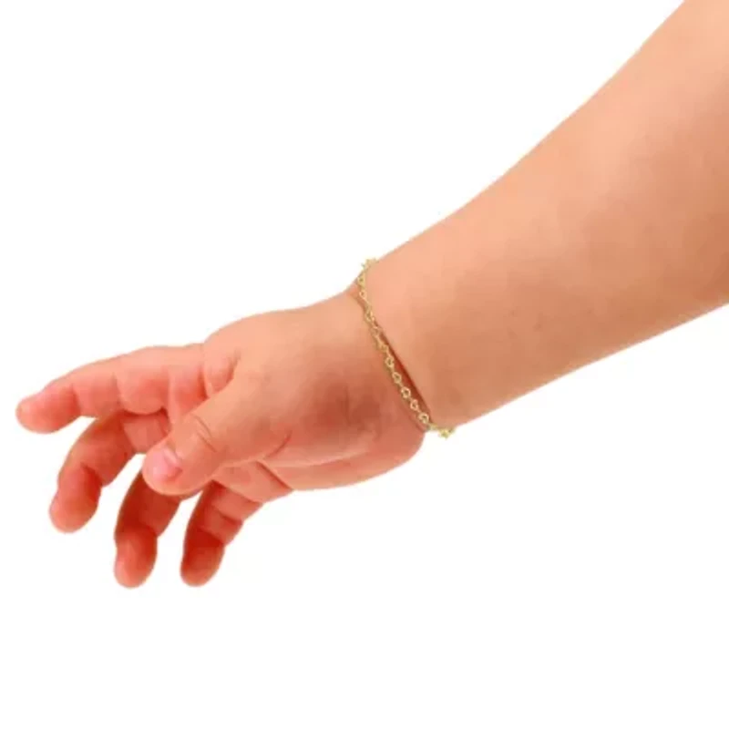2mm Heart Link Baby Bracelet in 14K Yellow Gold