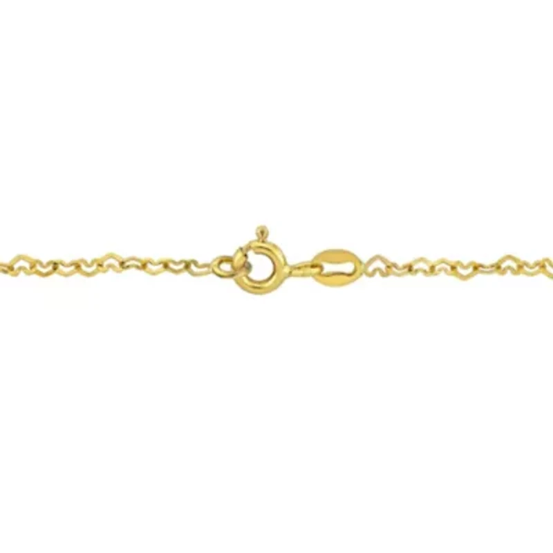 2mm Heart Link Baby Bracelet in 14K Yellow Gold