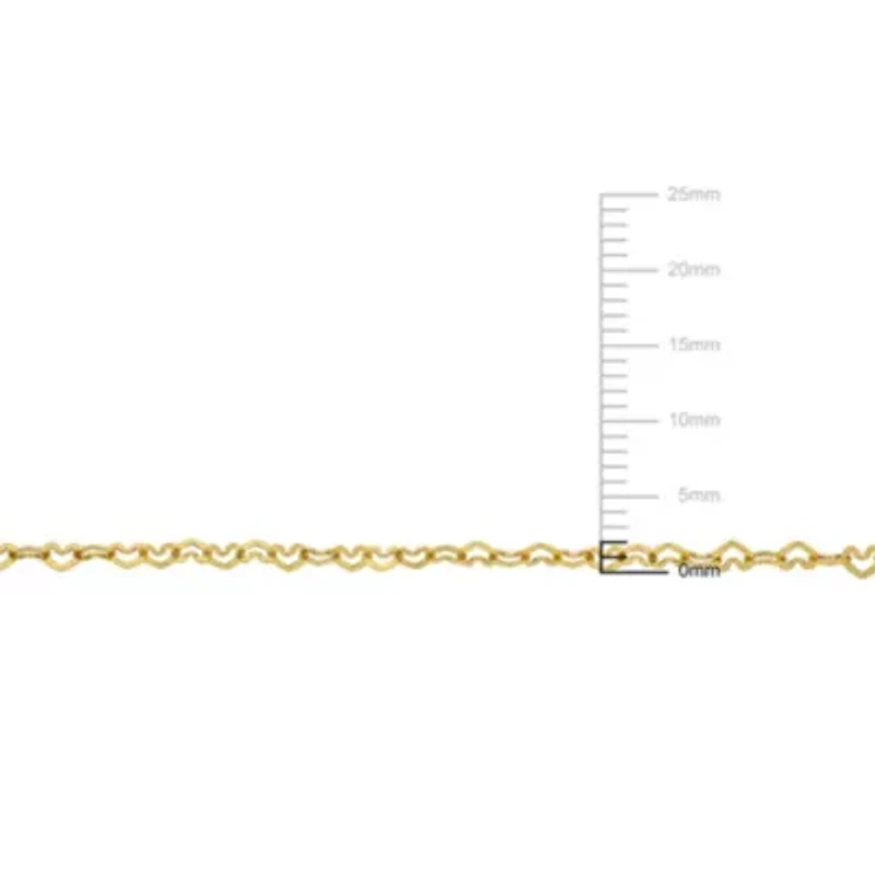2mm Heart Link Baby Bracelet in 14K Yellow Gold