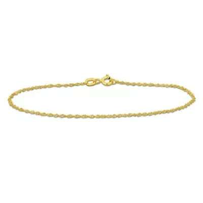 1.2mm Sparkling Singapore Bracelet in 14K Yellow Gold
