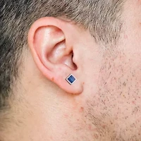 Blue Agate Stud Earrings in Sterling Silver