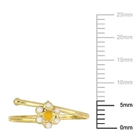 White and Yellow Enamel Daisy Flower Adjustable Children's Ring in 14K Yellow Gold