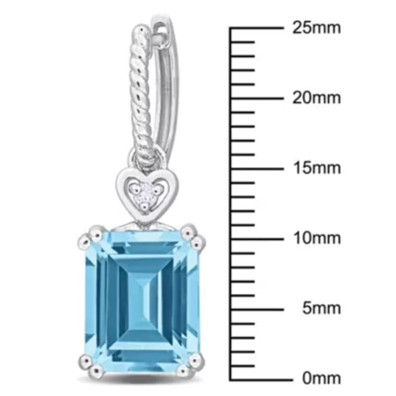 Sky Blue and White Topaz Heart Earrings in Sterling Silver