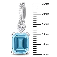 Sky Blue and White Topaz Heart Earrings in Sterling Silver