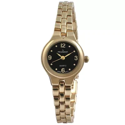 Peugeot Women's Small Face Gold-Tone Link Watch with Gold-Tone Metal Bracelet