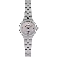 Women 22mm Round Silver Self-Adjust Link Bracelet Watch