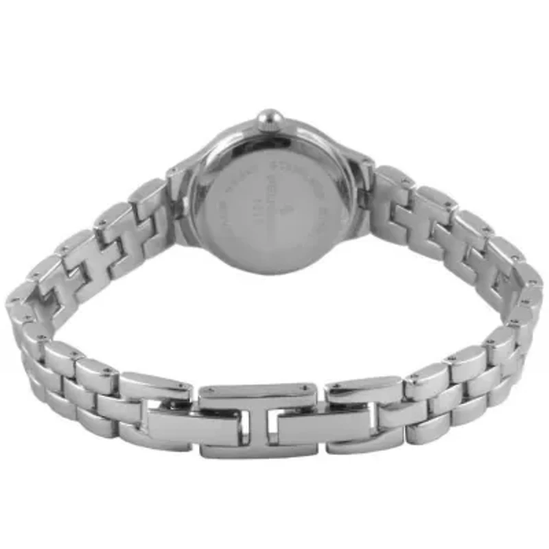 Women 22mm Round Silver Self-Adjust Link Bracelet Watch