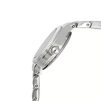 Women 22mm Round Silver Self-Adjust Link Bracelet Watch