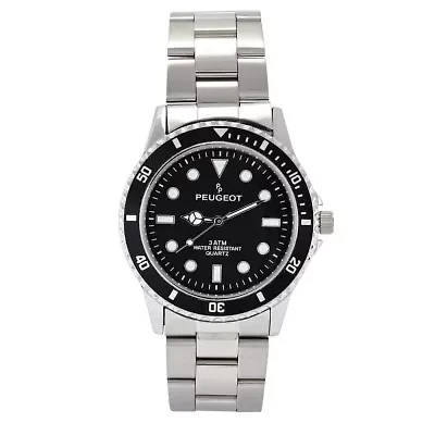 Men's 40mm Black Dial Sport Bezel Stainless Steel Bracelet Watch