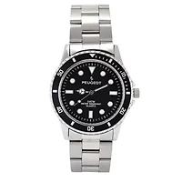 Men's 40mm Black Dial Sport Bezel Stainless Steel Bracelet Watch