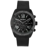 Peugeot Men's 42mm Black Multi-Function Steel Mesh Watch