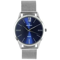 Peugeot Men's 40mm Blue Dial Slim Case Stainless Steel Mesh Watch