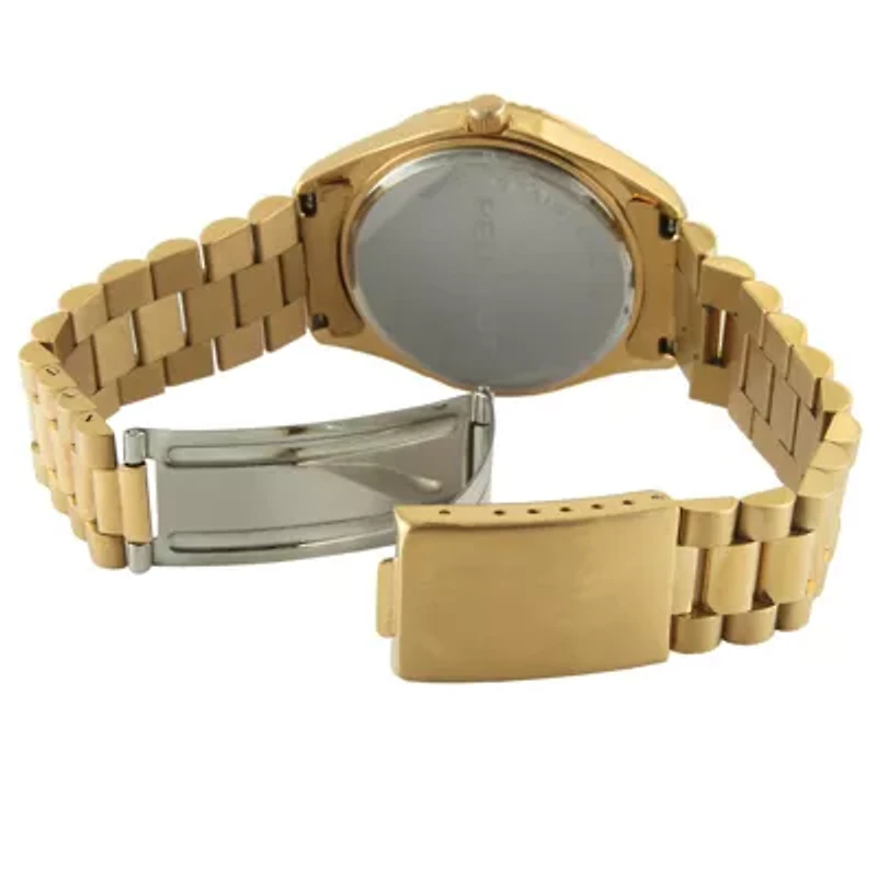 Peugeot Men's 40mm Gold dial 14K Gold Plated Genuine Diamond Dial Watch with Gold-Tone Bracelet Strap
