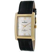 Peugeot Men's 30X40mm Gold Tank Shape Watch with Black Strap