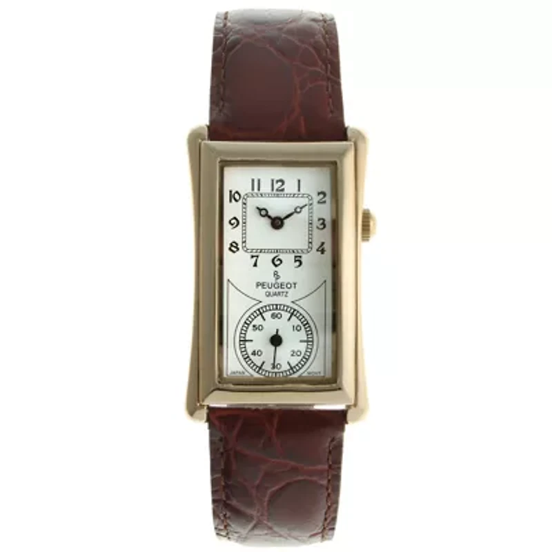 Peugeot Men's 40x24 mm Gold Large Remote Sweep Leather Strap watch