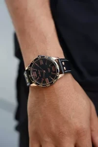 Men's 44mm Brown Bold Numeral Sport Leather Strap Watch