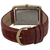 Peugeot Men's 43x30 mm Brown Vintage Tank Leather Strap Watch