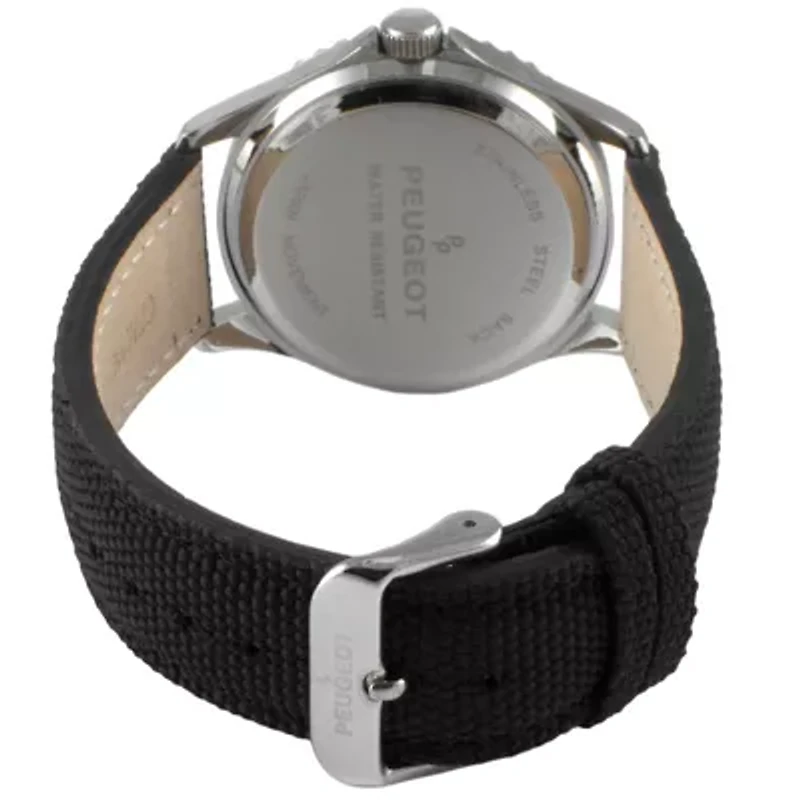Peugeot Men's Sport Bezel Watch with Yellow Dial and Black Canvas Strap