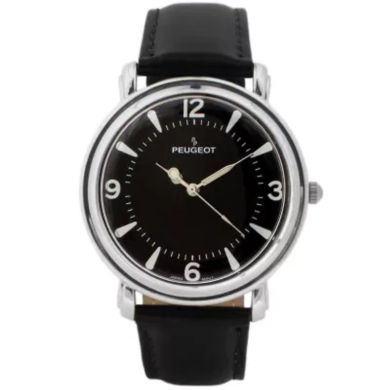 Men's 38mm Black Dial Retro Design Calf Skin Leather Strap watch