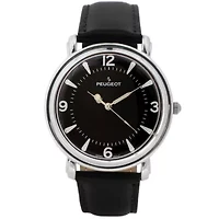 Men's 38mm Black Dial Retro Design Calf Skin Leather Strap watch