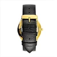 Peugeot Men's 40mm Wafer Slim Round Gold-Plated Case Watch-Black