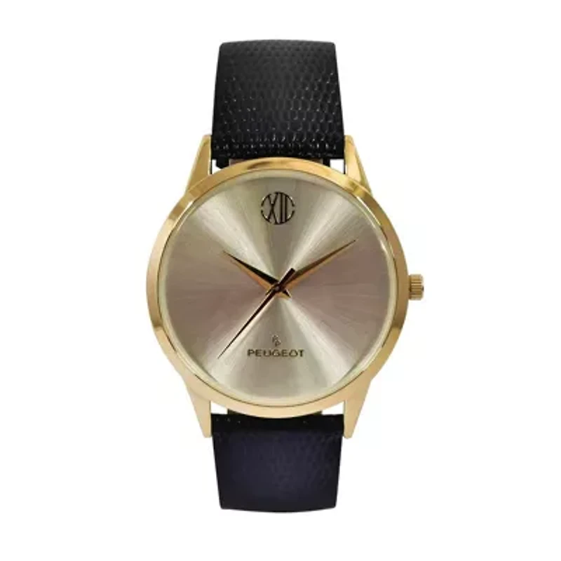 Peugeot Men's 40mm Wafer Slim Round Gold-Plated Case Watch-Champagne