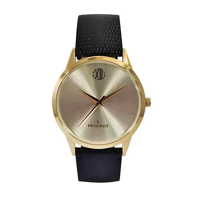 Peugeot Men's 40mm Wafer Slim Round Gold-Plated Case Watch-Champagne
