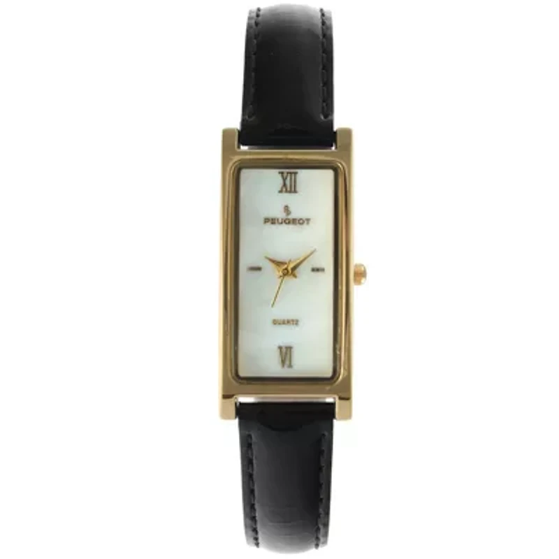 Peugeot Women 36x18mm Watch Glossy Black Leather Strap