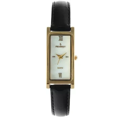 Peugeot Women 36x18mm Watch Glossy Black Leather Strap