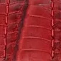 Women's 35x20mm Crystal Bezel Watch with Glossy Red Leather Strap