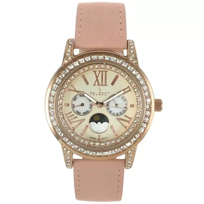 Peugeot Women's 40mm Multi-Function Watch with Pink Suede Strap