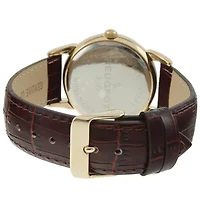 Peugeot Men's 40mm Vintage White Dial Sun Moon Brown Leather Strap Watch
