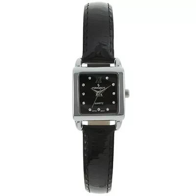 Peugeot Women's 20mm Square Watch with Glossy Leather Strap
