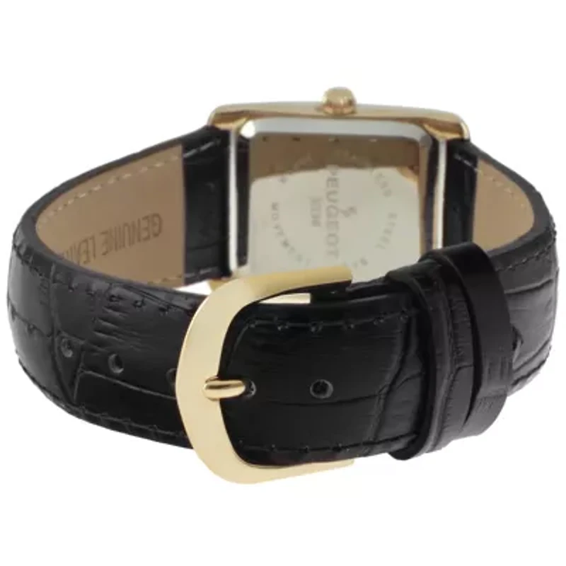 Peugeot Women's Tank Watch Roman Dial Leather Strap