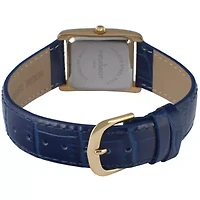 Peugeot Women's Tank Watch Roman Dial Blue Leather Strap