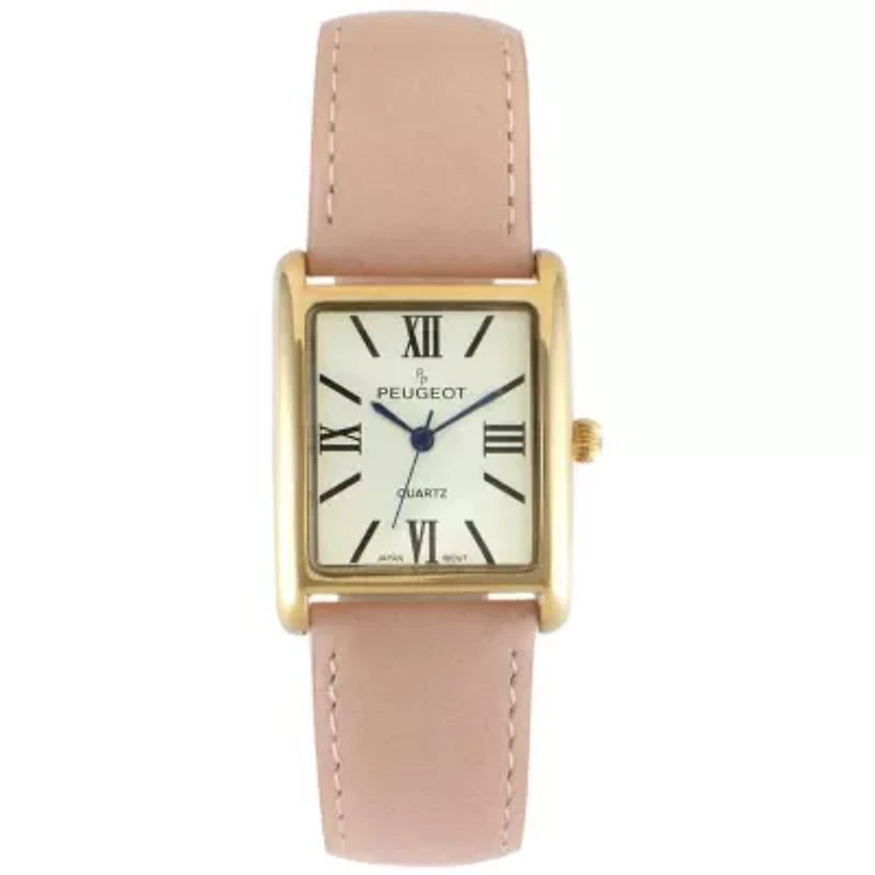 Women's Tank Watch Roman Dial Pink Suede Leather Strap