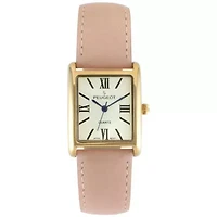 Women's Tank Watch Roman Dial Pink Suede Leather Strap