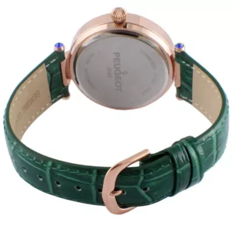 Women's 38mm Watch Crystal Bezel Leather Strap