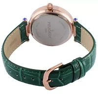 Women's 38mm Watch Crystal Bezel Leather Strap